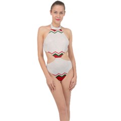 Merry Christmas Happy New Year Halter Side Cut Swimsuit by artworkshop