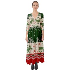 Merry Christmas Ugly Button Up Boho Maxi Dress