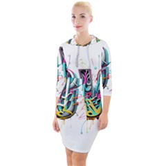 Graffiti Love Quarter Sleeve Hood Bodycon Dress by essentialimage