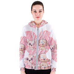 Cat Kitten Feline Pet Animal Cute Women s Zipper Hoodie by Sarkoni