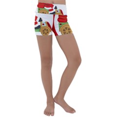 Christmas Santa Claus Kids  Lightweight Velour Yoga Shorts by Sarkoni