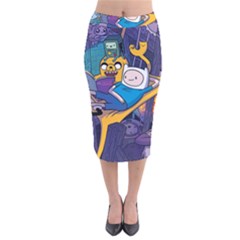 Adventure Time Finn  Jake Marceline Velvet Midi Pencil Skirt by Bedest