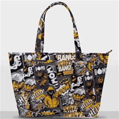 Boom Bang Art Crazy Drawing Graffiti Hello Retro Sayings Yellow Back Pocket Shoulder Bag 