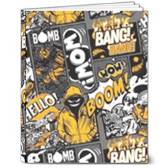 Boom Bang Art Crazy Drawing Graffiti Hello Retro Sayings Yellow 8  X 10  Hardcover Notebook