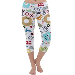 Seamless Pattern Vector With Funny Robots Cartoon Capri Yoga Leggings