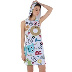 Seamless Pattern Vector With Funny Robots Cartoon Racer Back Hoodie Dress by Hannah976