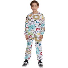 Seamless Pattern Vector With Funny Robots Cartoon Kids  Sweatshirt Set by Hannah976