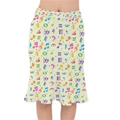 Seamless Pattern Musical Note Doodle Symbol Short Mermaid Skirt by Hannah976