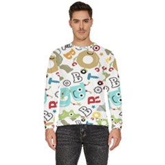 Seamless Pattern Vector With Funny Robots Cartoon Men s Fleece Sweatshirt by Hannah976