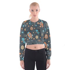 Space Seamless Pattern Art Cropped Sweatshirt by Hannah976