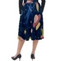 Seamless Pattern With Funny Aliens Cat Galaxy Classic Velour Midi Skirt  View2