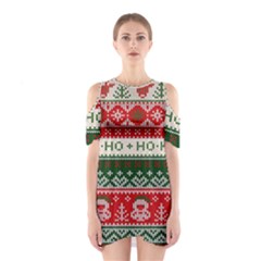 Ugly Sweater Merry Christmas  Shoulder Cutout One Piece Dress