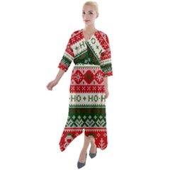 Ugly Sweater Merry Christmas  Quarter Sleeve Wrap Front Maxi Dress by artworkshop