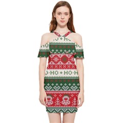 Ugly Sweater Merry Christmas  Shoulder Frill Bodycon Summer Dress