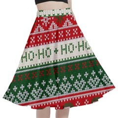 Ugly Sweater Merry Christmas  A-line Full Circle Midi Skirt With Pocket by artworkshop