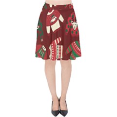 Ugly Sweater Wrapping Paper Velvet High Waist Skirt by artworkshop