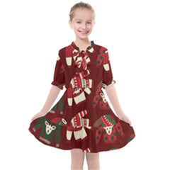 Ugly Sweater Wrapping Paper Kids  All Frills Chiffon Dress by artworkshop