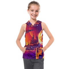 Far Future Human Colonization Kids  Sleeveless Hoodie by Hannah976