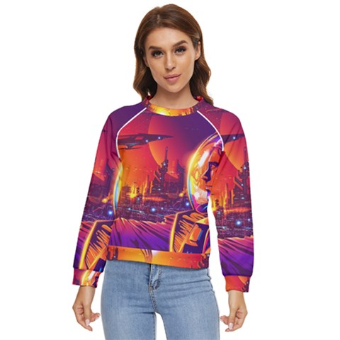 Far Future Human Colonization Women s Long Sleeve Raglan T-shirt by Hannah976