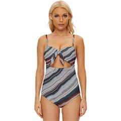 Dessert Road  pattern  All Over Print Design Knot Front One-piece Swimsuit by coffeus