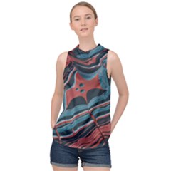 Dessert Land  pattern  All Over Print Design High Neck Satin Top by coffeus