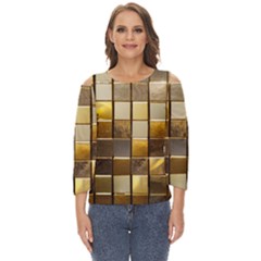 Golden Mosaic Tiles  Cut Out Wide Sleeve Top