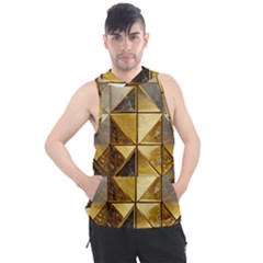 Golden Mosaic Tiles  Men s Sleeveless Hoodie by essentialimage365