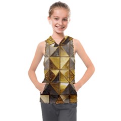 Golden Mosaic Tiles  Kids  Sleeveless Hoodie by essentialimage365