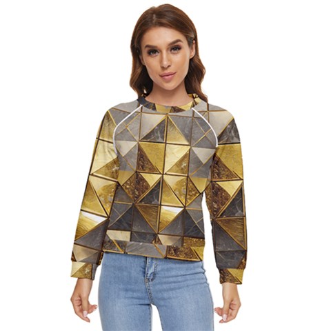 Golden Mosaic Tiles  Women s Long Sleeve Raglan T-shirt by essentialimage365