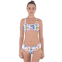 Monster Cool Seamless Pattern Criss Cross Bikini Set