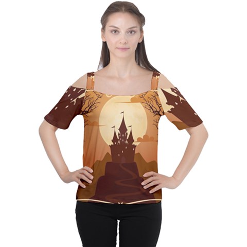 Beautiful Castle Cutout Shoulder T-shirt by Hannah976