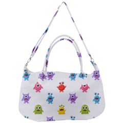 Seamless Pattern Cute Funny Monster Cartoon Isolated White Background Removable Strap Handbag by Hannah976