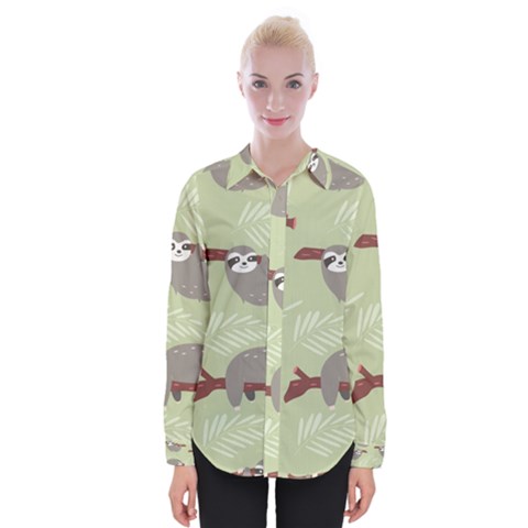 Sloths Pattern Design Womens Long Sleeve Shirt by Hannah976