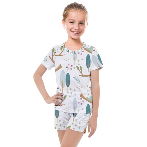 Pattern Sloth Woodland Kids  Mesh T-shirt And Shorts Set by Hannah976