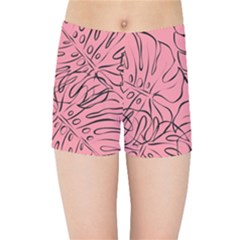 Pink Monstera Kids  Sports Shorts by ConteMonfrey