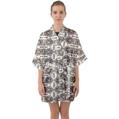 Brown Snake Skin Half Sleeve Satin Kimono 