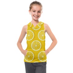 Lemon Fruits Slice Seamless Pattern Kids  Sleeveless Hoodie by Ravend