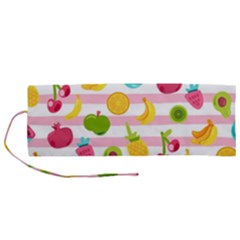 Tropical Fruits Berries Seamless Pattern Roll Up Canvas Pencil Holder (m) by Ravend