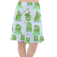 Cute Green Frogs Seamless Pattern Fishtail Chiffon Skirt by Ravend