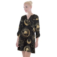 Star Colorful Christmas Abstract Open Neck Shift Dress by Apen