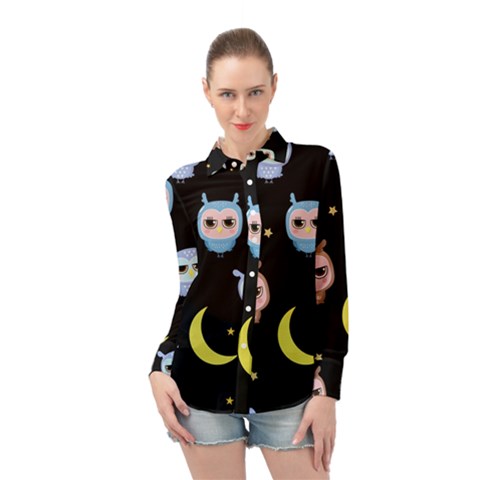 Cute Art Print Pattern Long Sleeve Chiffon Shirt by Apen