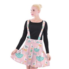 Cute Owl Doodles With Moon Star Seamless Pattern Suspender Skater Skirt by Apen