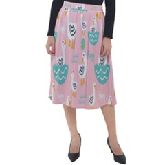 Cute Owl Doodles With Moon Star Seamless Pattern Classic Velour Midi Skirt  by Apen