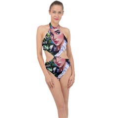 Love Quotes Design Halter Side Cut Swimsuit