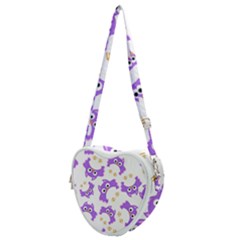 Purple Owl Pattern Background Heart Shoulder Bag by Apen