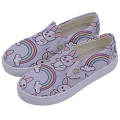 Seamless Pattern With Cute Rabbit Character Kids  Canvas Slip Ons by Apen