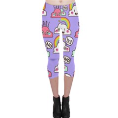 Cloud Seamless Pattern Capri Leggings 