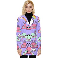 Cloud Seamless Pattern Button Up Hooded Coat 