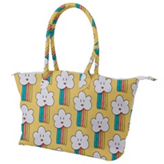 Smile Cloud Rainbow Pattern Yellow Canvas Shoulder Bag by Apen