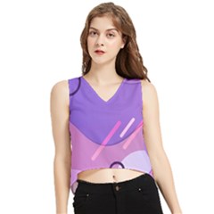 Hand Drawn Abstract Organic Shapes Background V-neck Cropped Tank Top